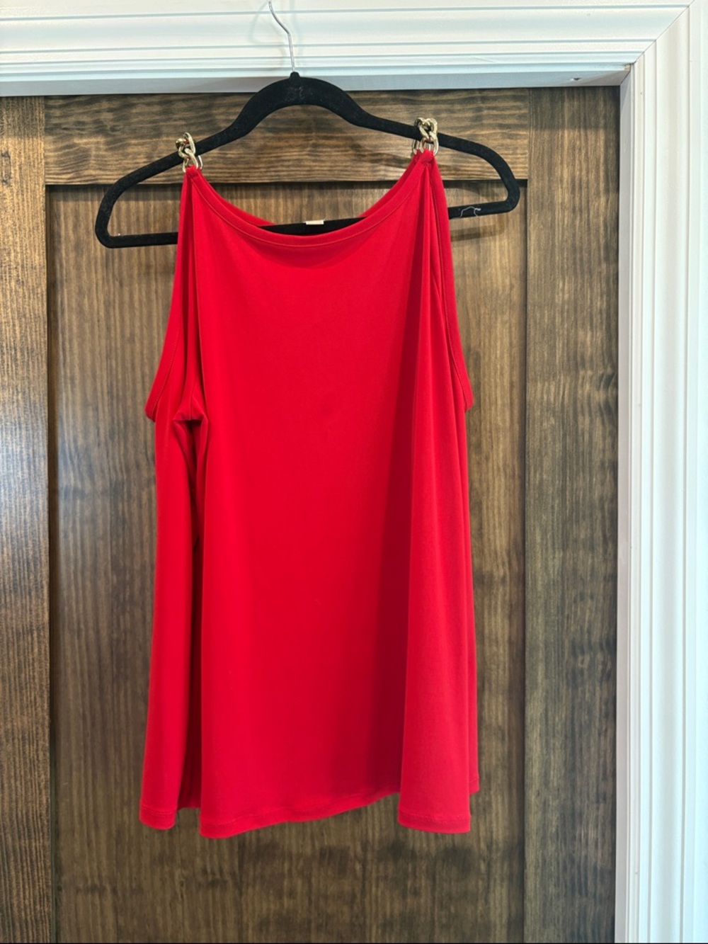 Michael Kors Cold-Shoulder Red Women's Top